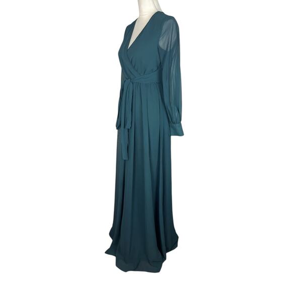 Baltic Born Lydia Maxi Dress Chiffon Green Bridesmaid Faux Wrap Size Small - Picture 5 of 8